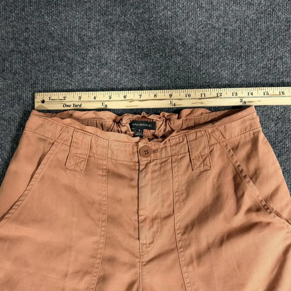Banana Republic Pants Womens 6 Orange Cropped Utility Lyocell Linen Blend